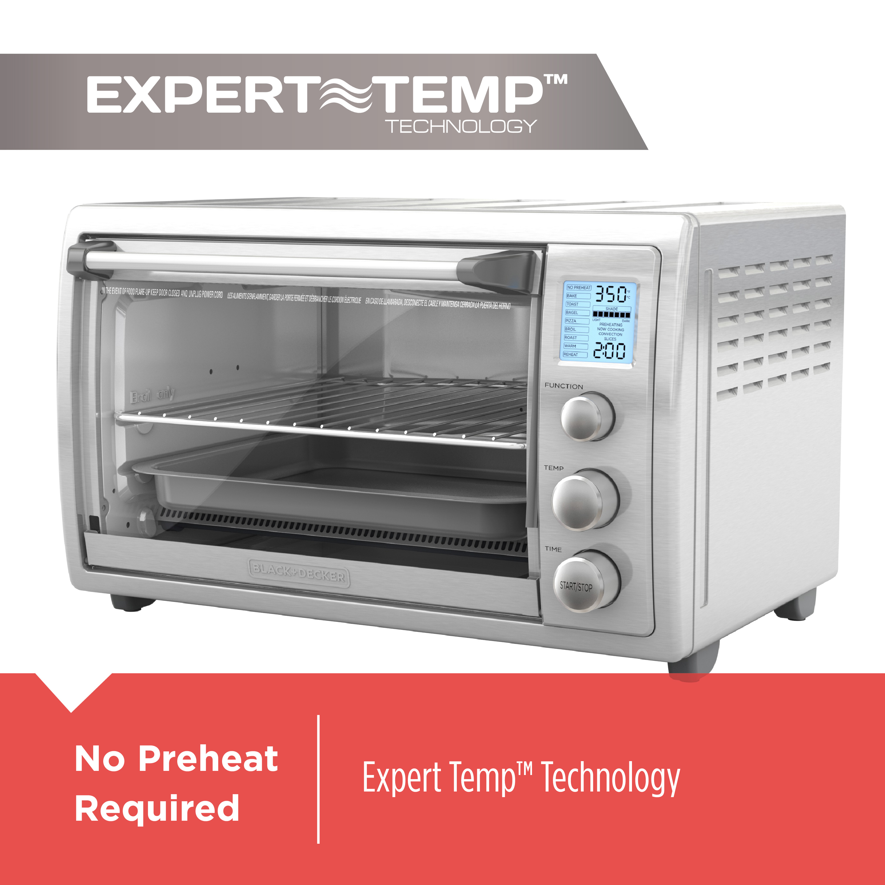 No Preheat Countertop Convection Oven Large Capacity Stainless